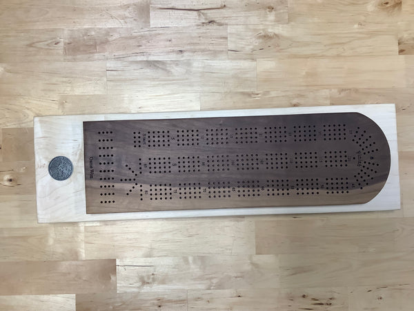 Cribbage Board (Black walnut & Maple) #06