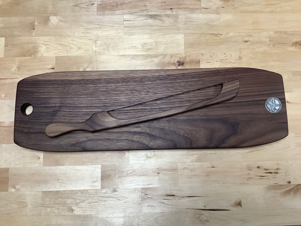 Presentation Board Set (Black Walnut) with a Bread Knife #05EPA
