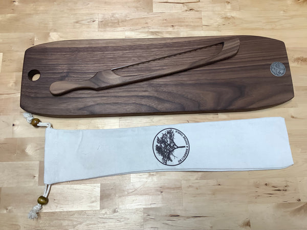 Presentation Board Set (Black Walnut) with a Bread Knife #05EPA