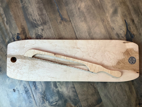 Presentation Board Set (Bird eyes Maple) with a Bread Knife #03EPA